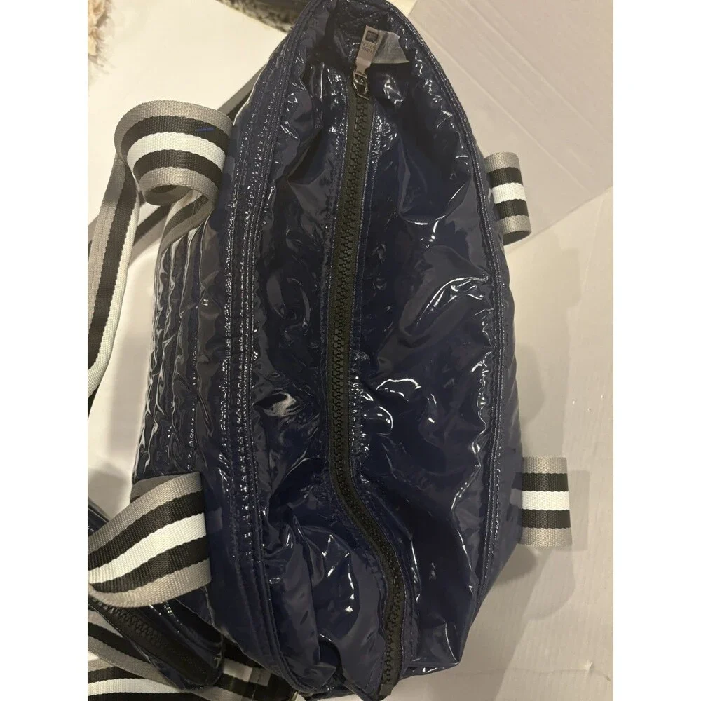 Think Royln Blue Patent Wingman Large Tote Bag Crossbody Preppy Quiet Luxury New